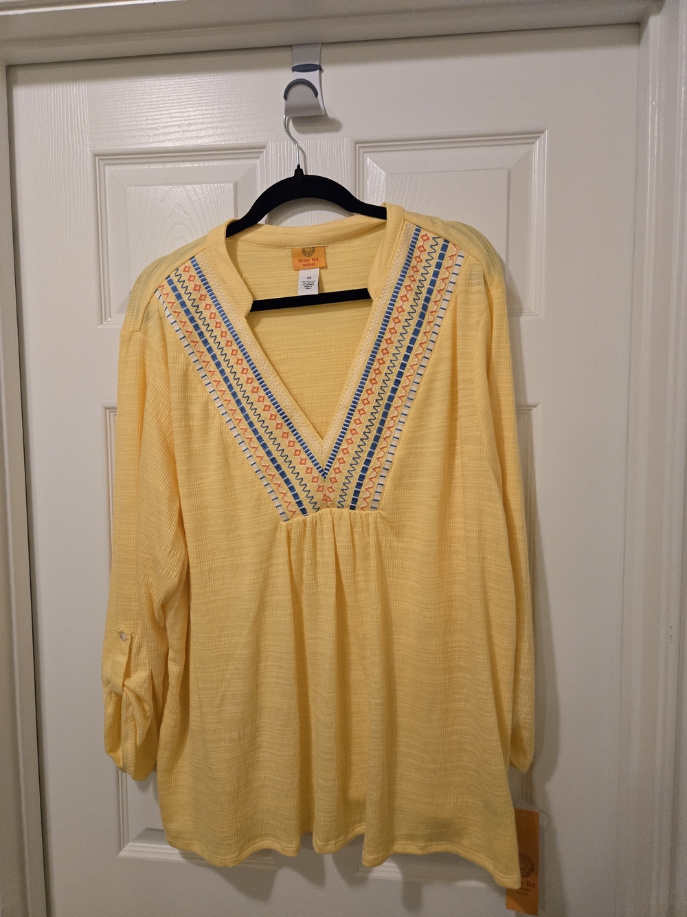 Ruby Rd. Yellow Embroidered V-Neck Tunic - Picture 1 of 8